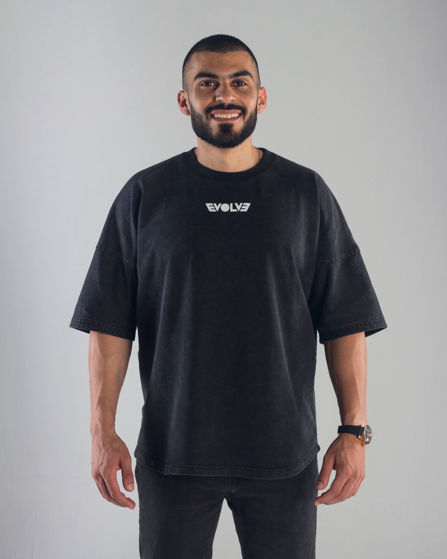 EVOLVE® BLACK ACID WASH OVERSIZED TEE